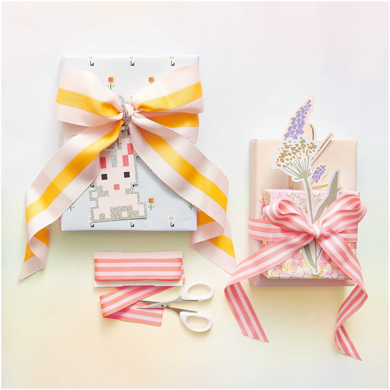 WOVEN RIBBON DUO STRIPES | APRICOT/ IRIDESCENT/ NEON ORANGE 58mm - OTHERLETTERS