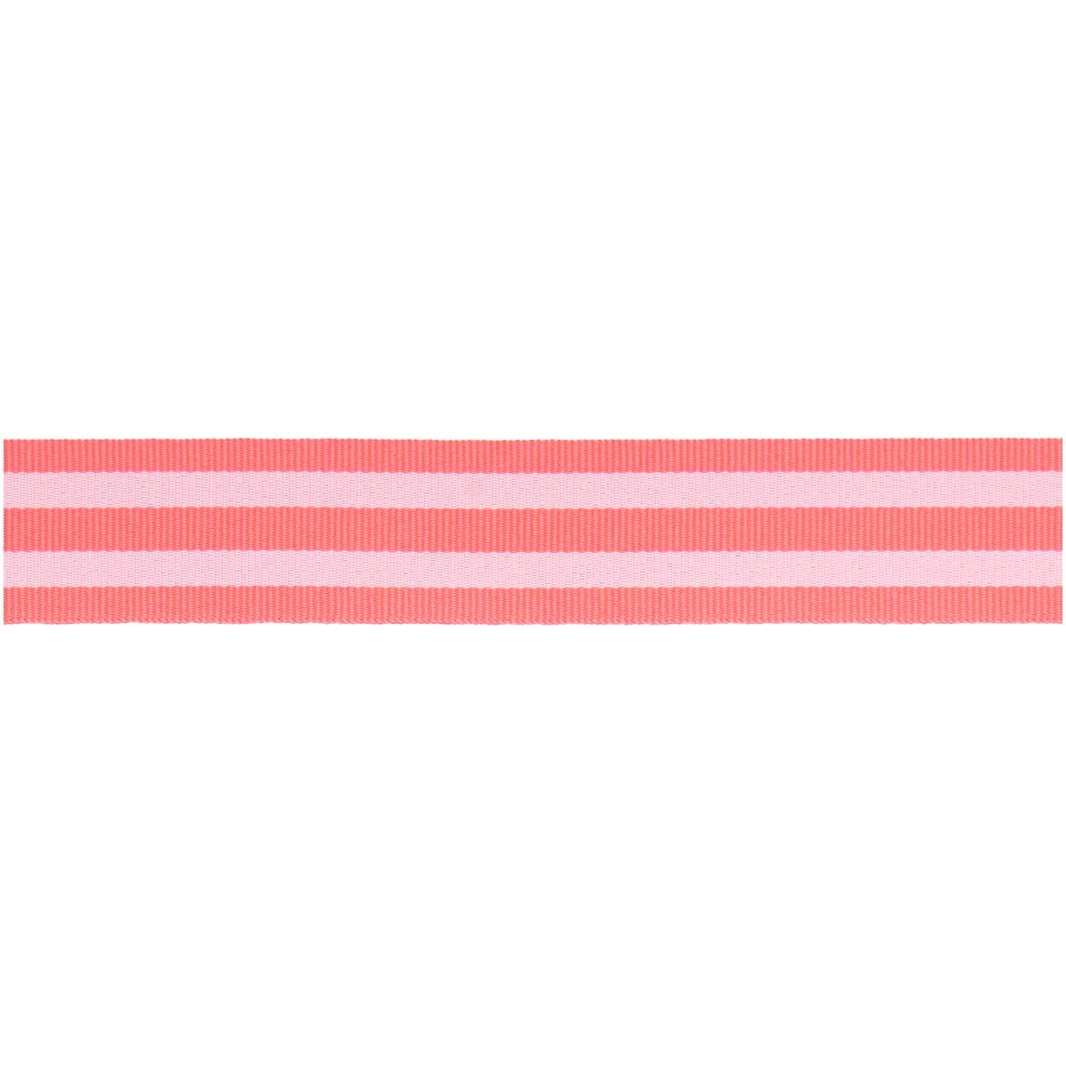 WOVEN RIBBON DUO STRIPES | NEON RED/ PINK 25mm - OTHERLETTERS