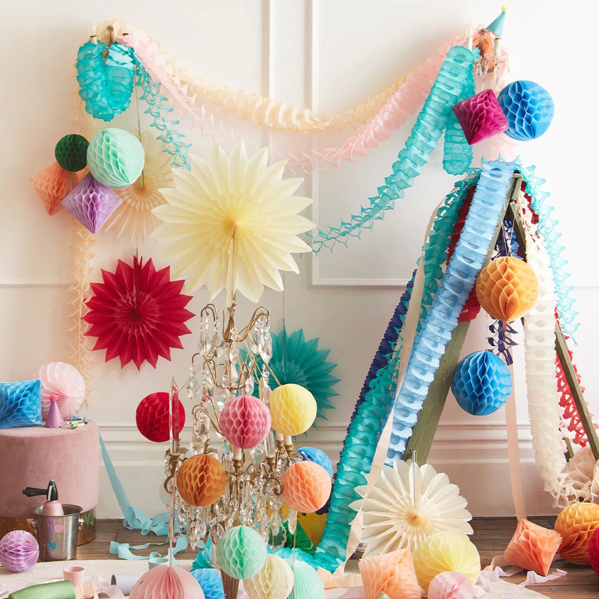 3 BLUE HONEYCOMB GARLANDS - OTHERLETTERS