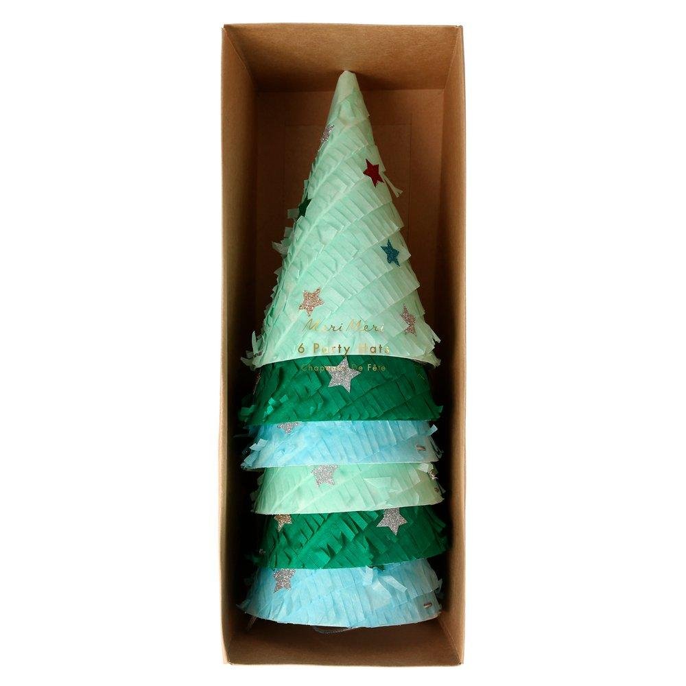 Fringed Christmas tree party hats for celebrations
