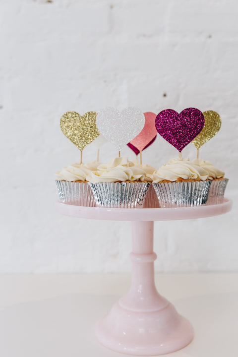 MIXED COLOURED HEART | CUPCAKE TOPPERS