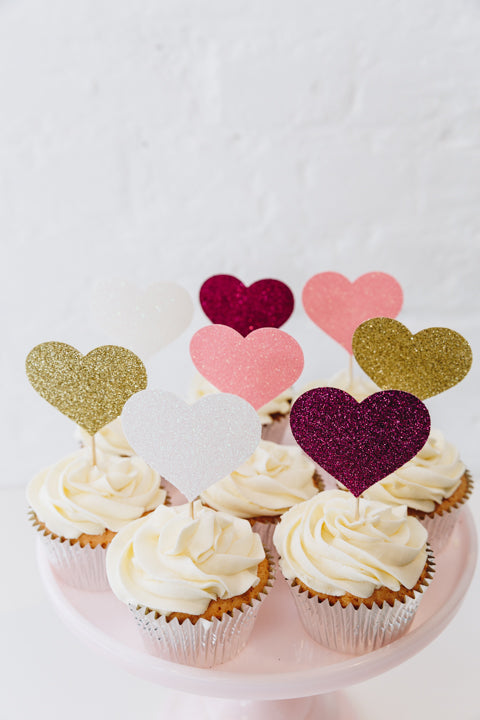 MIXED COLOURED HEART | CUPCAKE TOPPERS