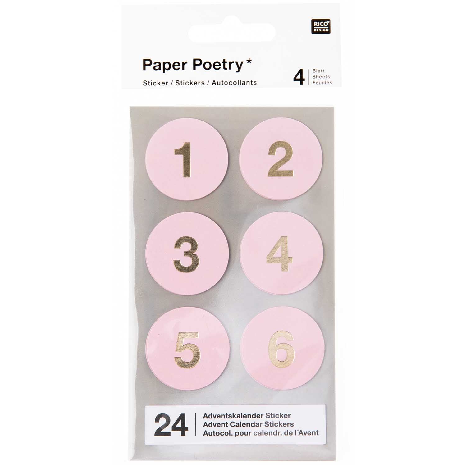 ADVENT CALENDAR NUMBER STICKERS | ROSE - OTHERLETTERS