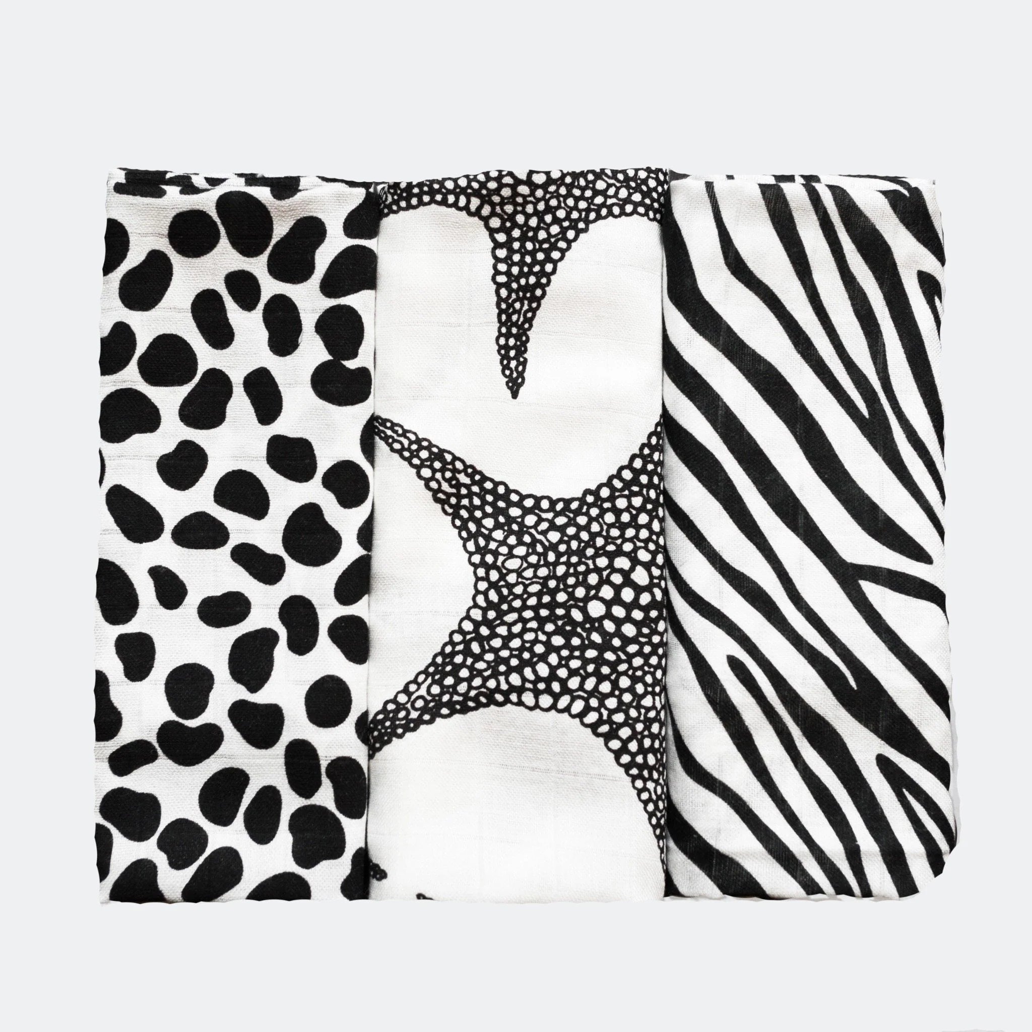 ANIMAL PRINT MUSLIN 3 - PACK - for newborn to 4 month old babies | BY ETTA LOVES - OTHERLETTERS