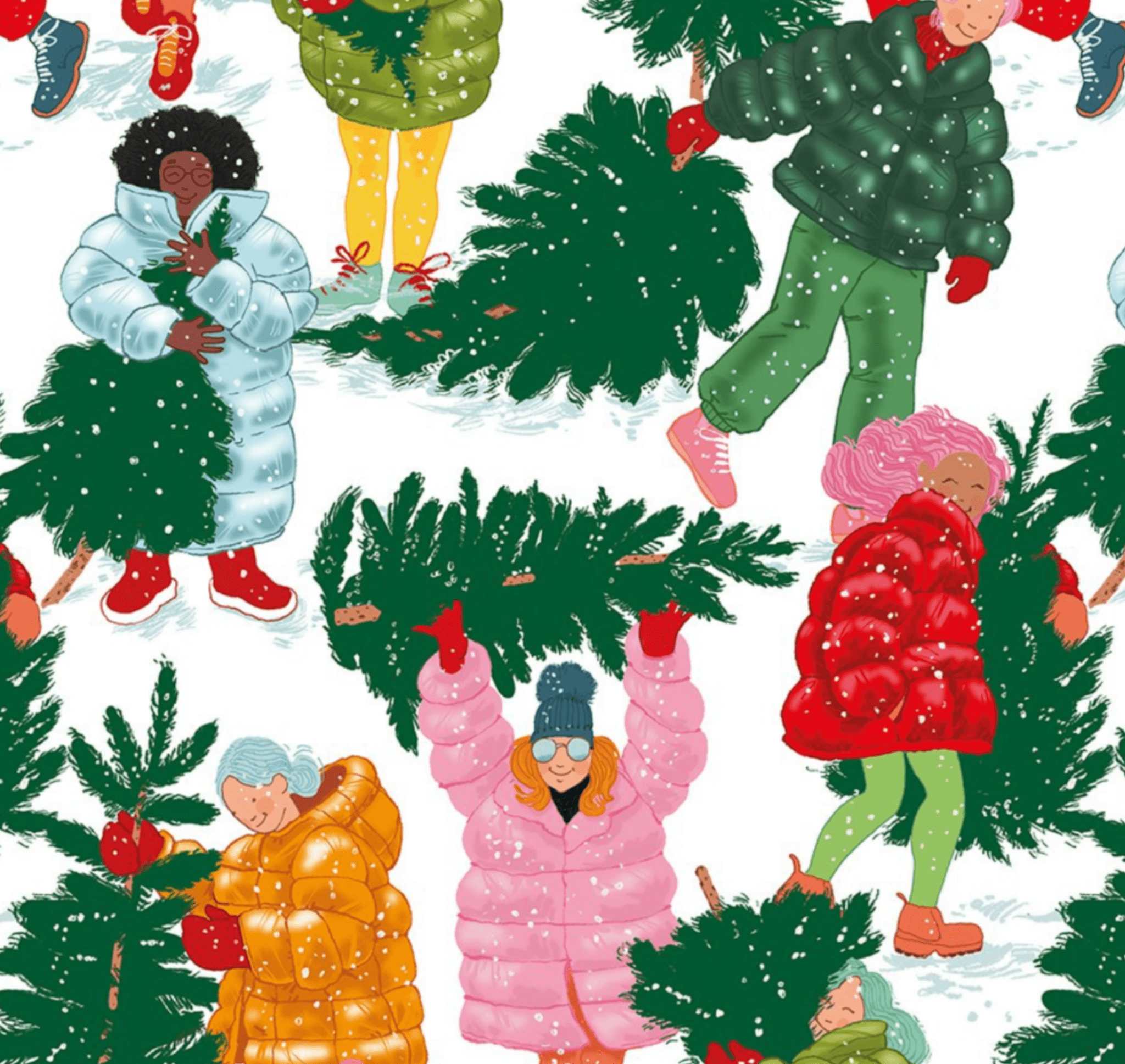 GIRLS AND CHRISTMAS TREE WRAP | 3 SHEETS - OTHERLETTERS