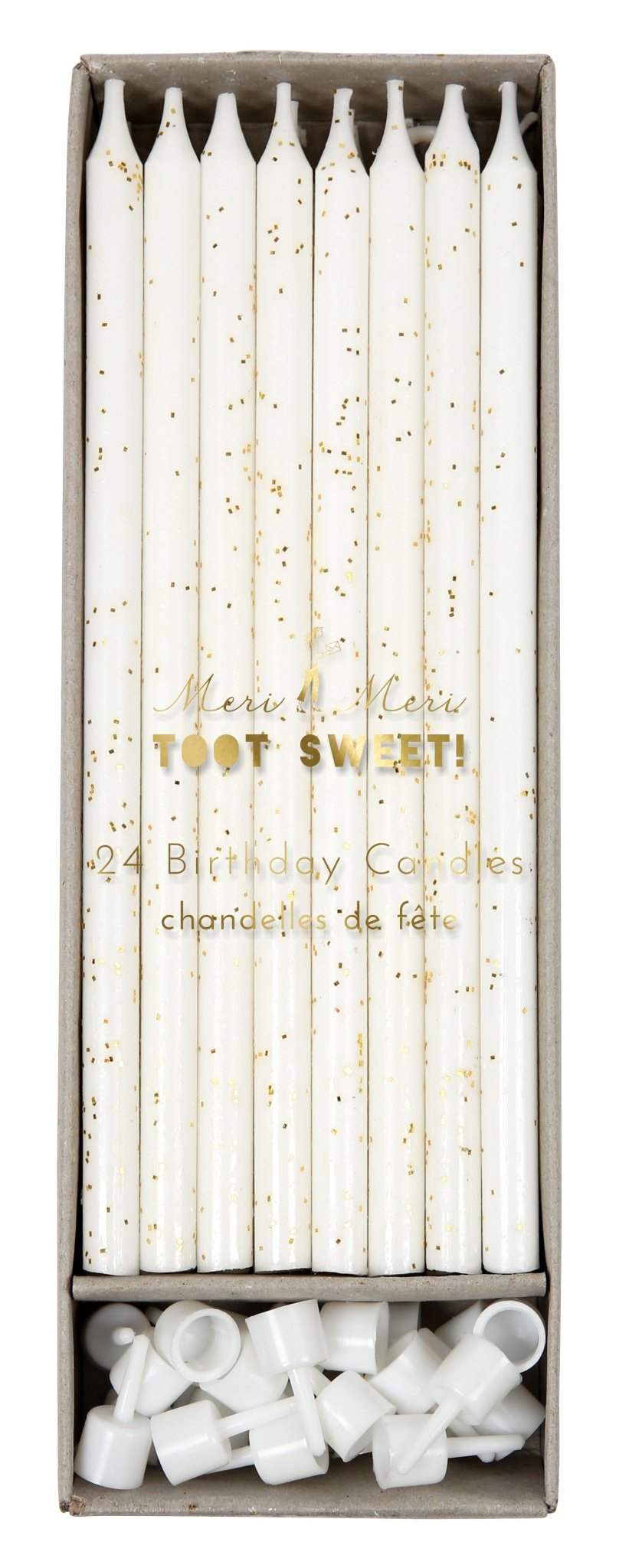 GOLD GLITTER ON WHITE | CANDLES - OTHERLETTERS