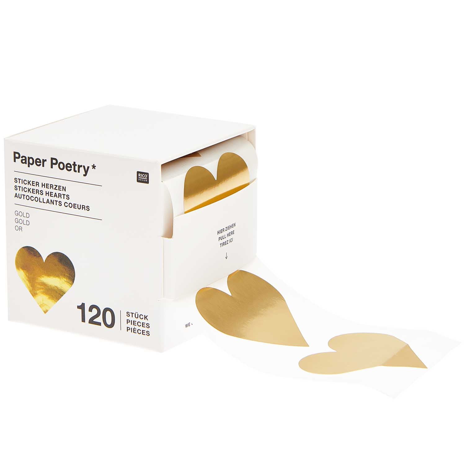 GOLD HEART STICKERS ON A ROLL - OTHERLETTERS