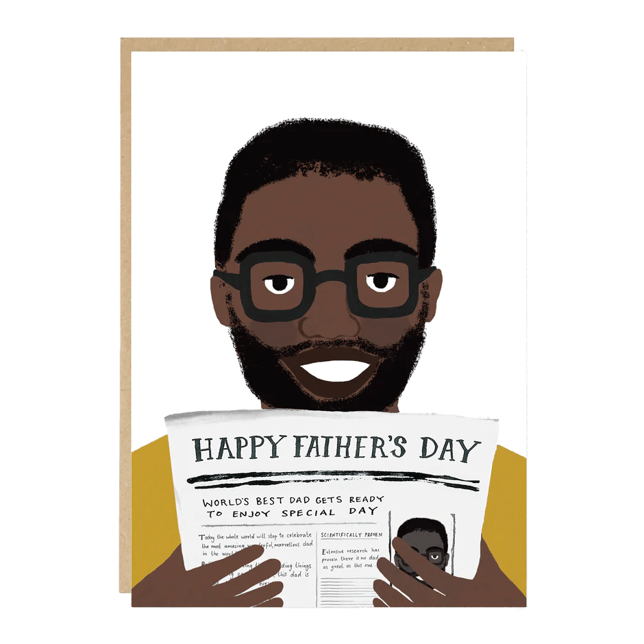 HAPPY FATHER'S DAY ('COLIN' READING THE PAPER) | CARD BY JADE FISHER - OTHERLETTERS