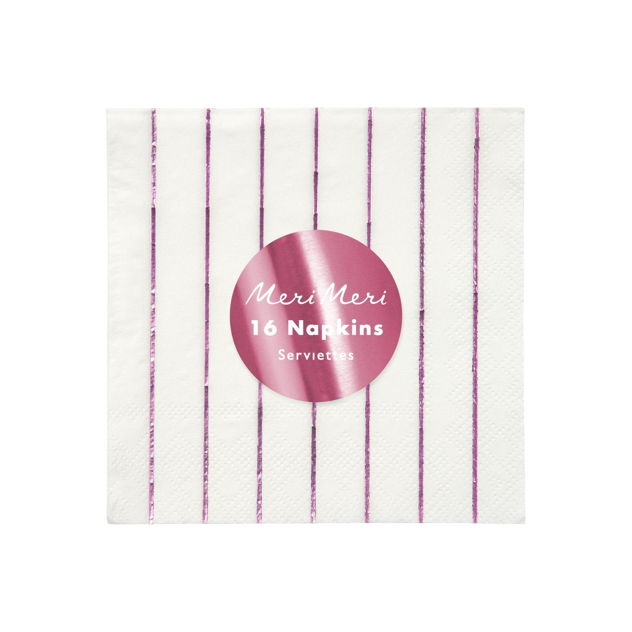 METALLIC PINK STRIPED | SMALL NAPKINS - OTHERLETTERS