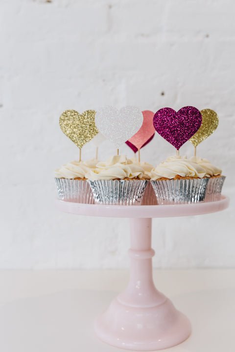 MIXED COLOURED HEART | CUPCAKE TOPPERS - OTHERLETTERS