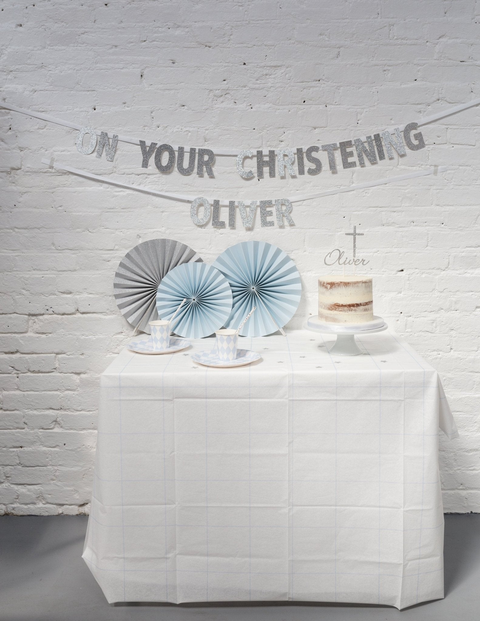 NAME & CROSS | CAKE TOPPER SET | SYBIL FONT - OTHERLETTERS
