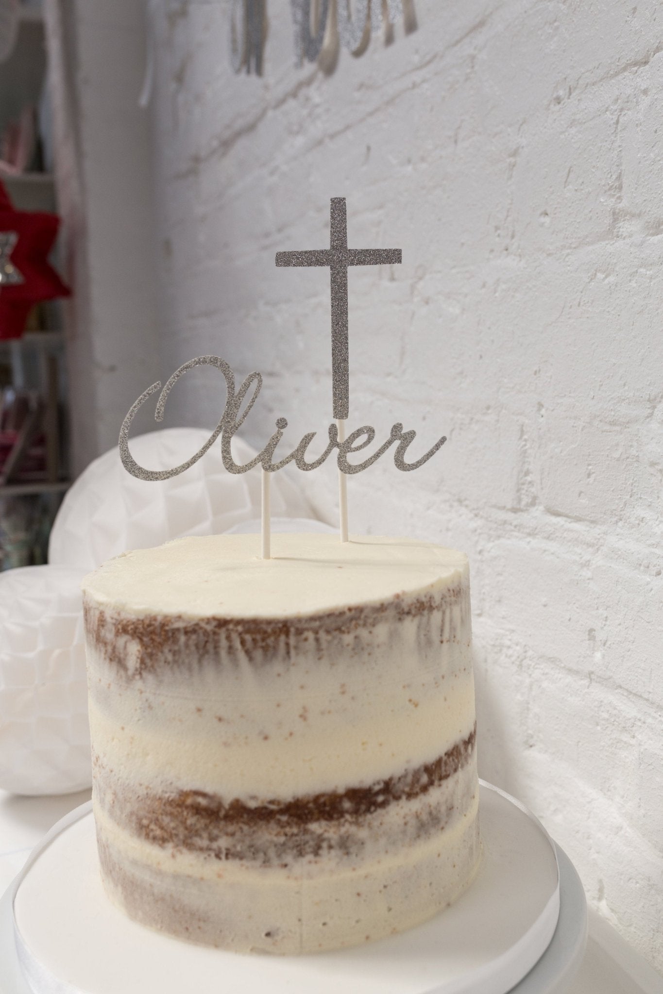 NAME & CROSS | CAKE TOPPER SET | SYBIL FONT - OTHERLETTERS
