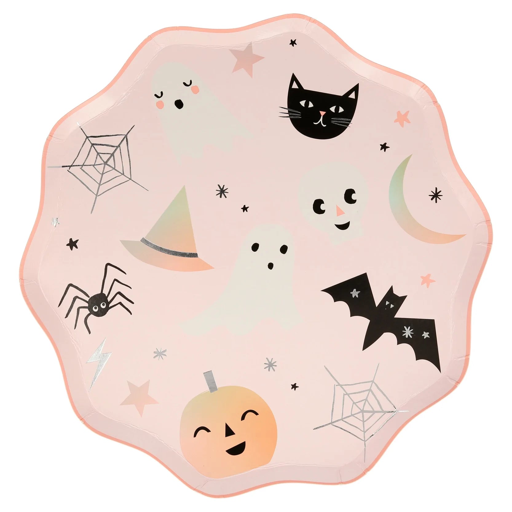 Pastel Halloween dinner plates with spooky print