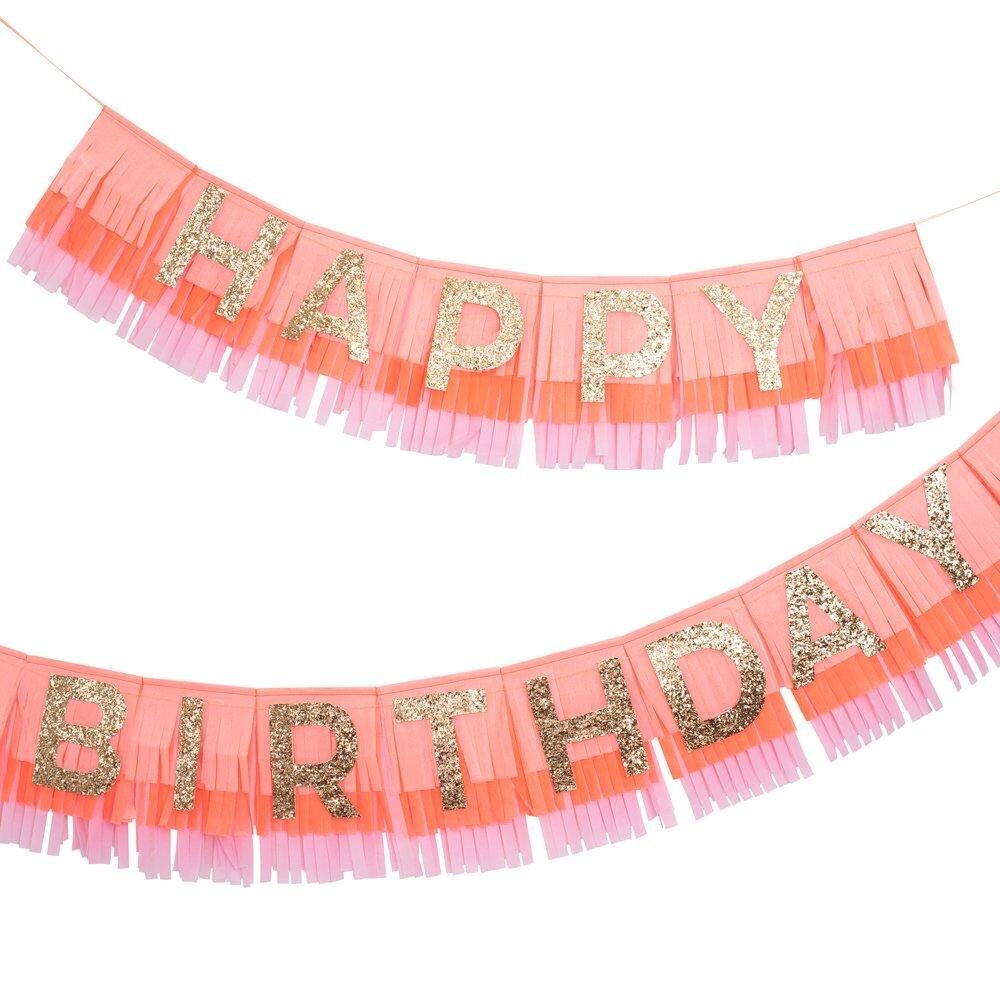 PINK HAPPY BIRTHDAY FRINGE GARLAND - OTHERLETTERS