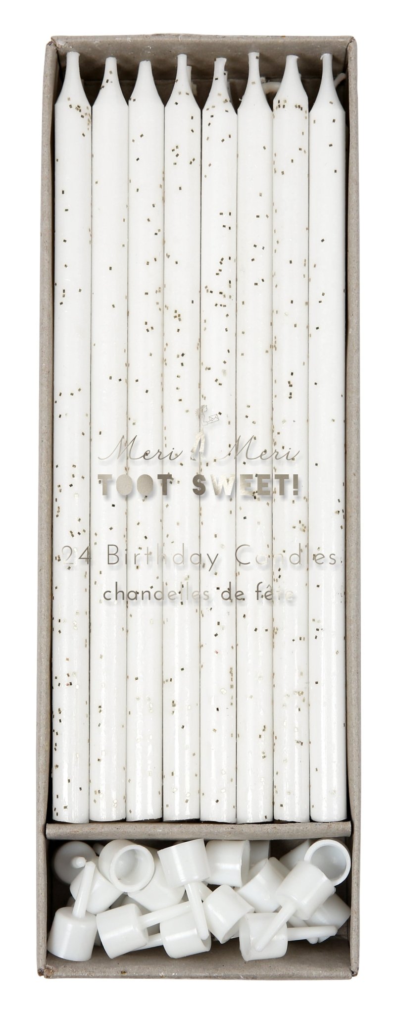 SILVER GLITTER ON WHITE | CANDLES - OTHERLETTERS