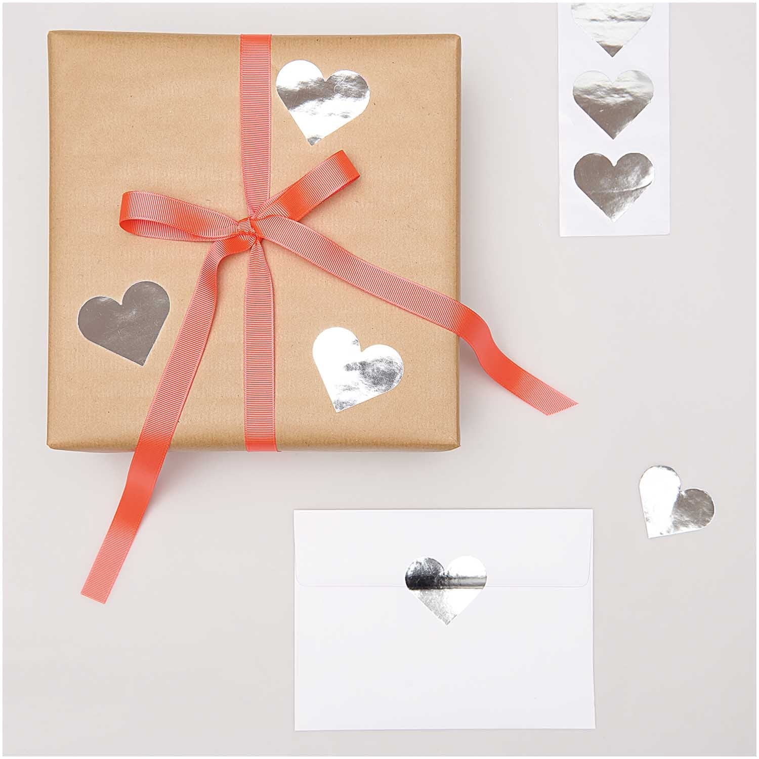 SILVER HEART STICKERS ON A ROLL - OTHERLETTERS