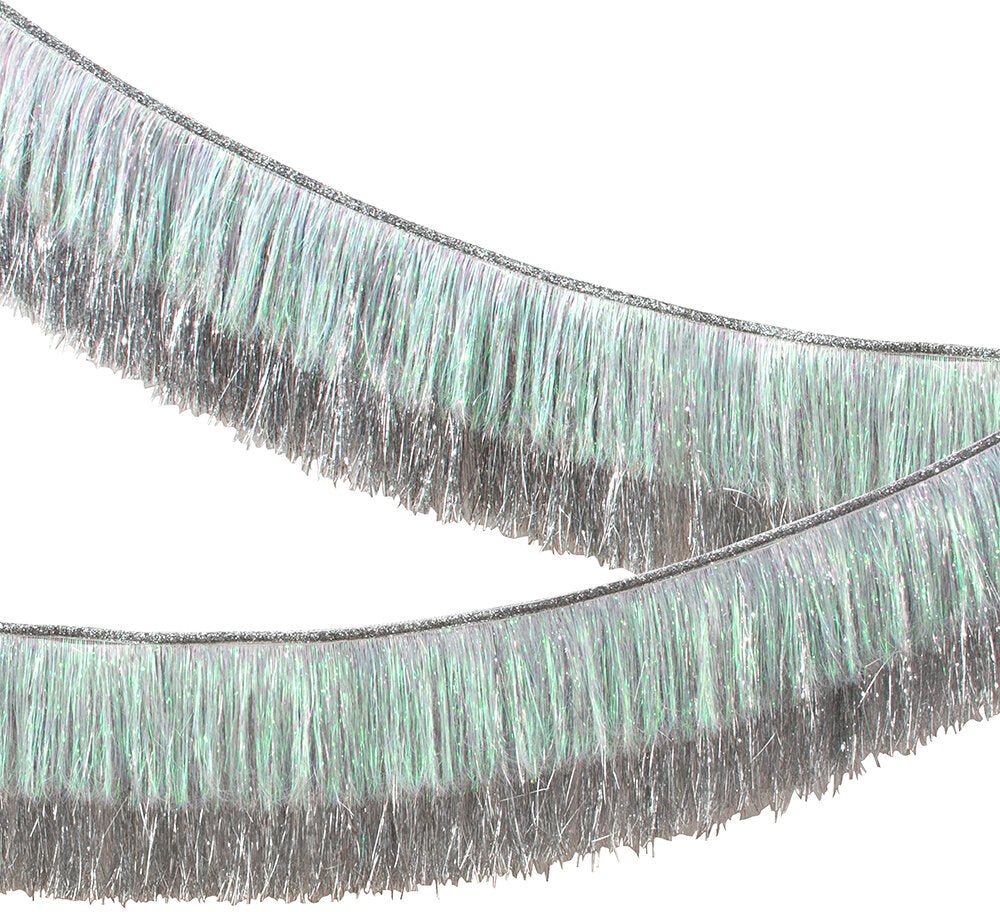 SILVER IRIDESCENT FRINGED TINSEL GARLAND - OTHERLETTERS