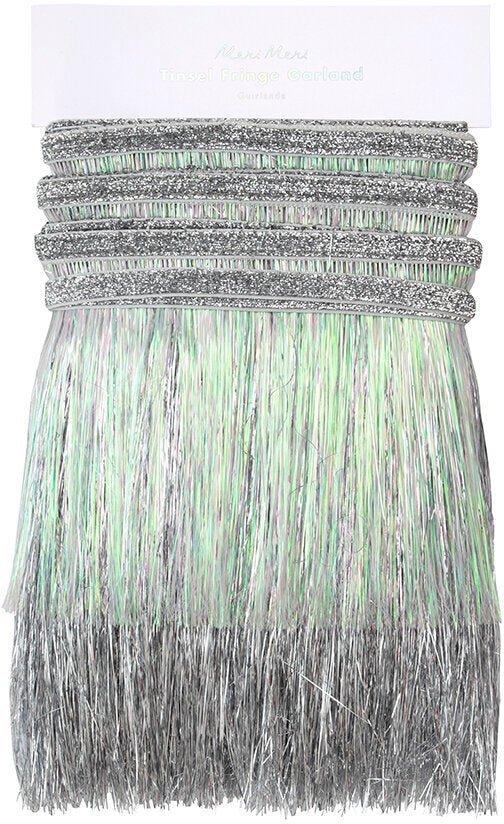 SILVER IRIDESCENT FRINGED TINSEL GARLAND - OTHERLETTERS