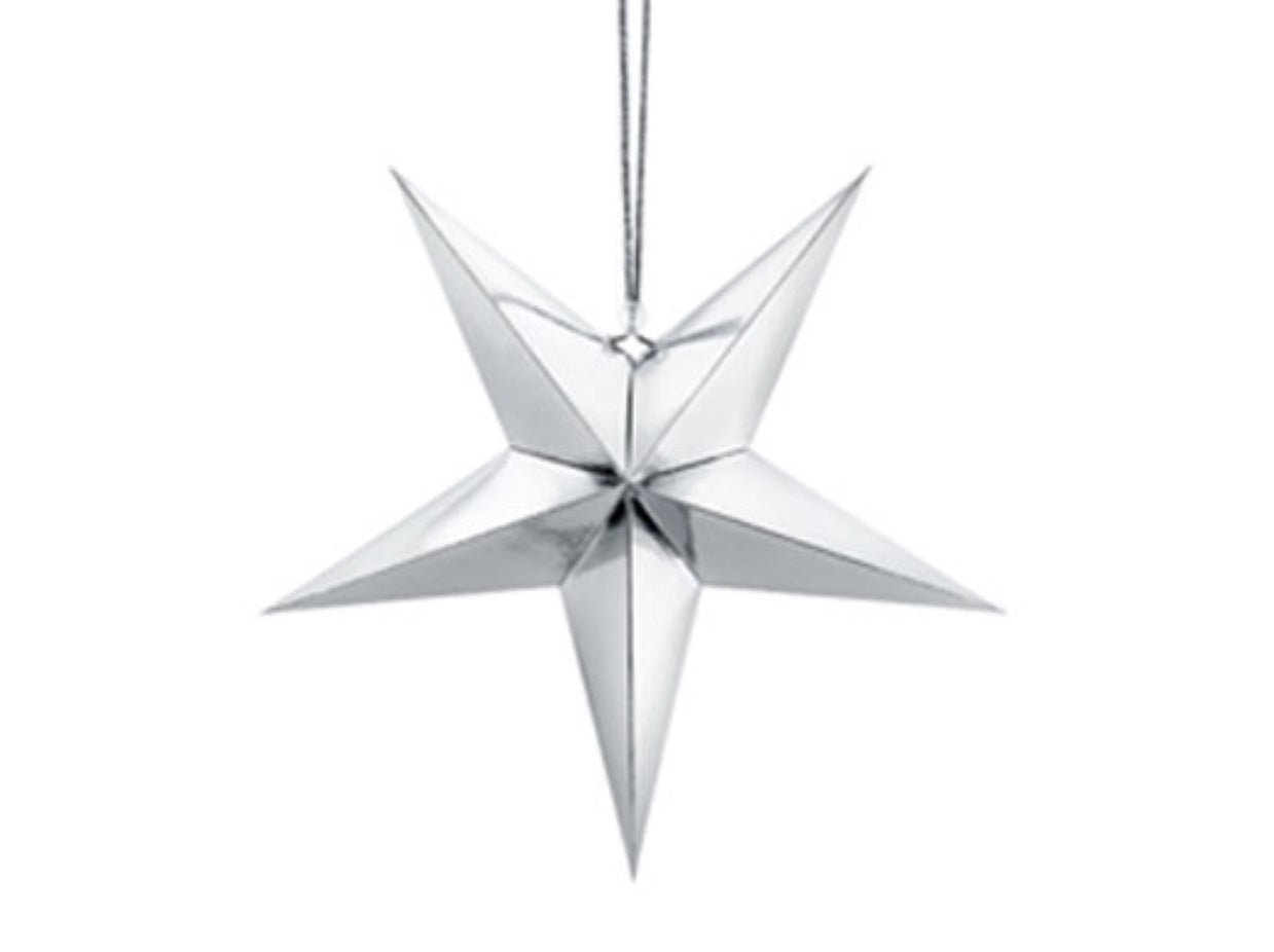 SILVER SHINY PAPER STAR - OTHERLETTERS