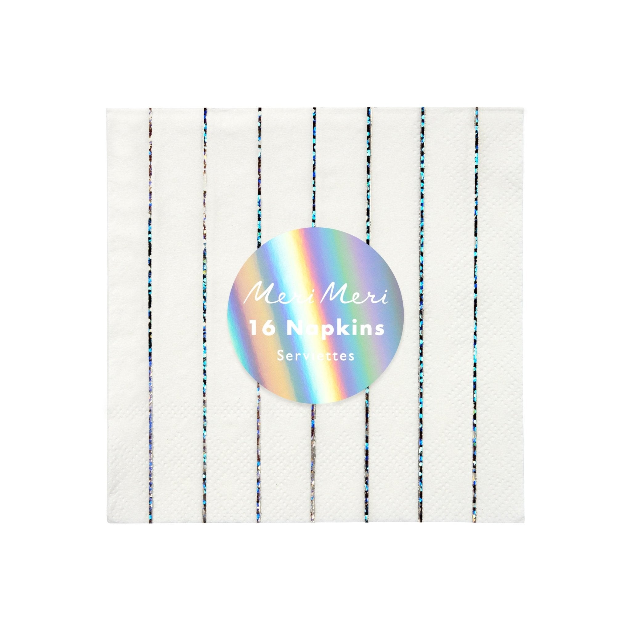 SILVER SPARKLE STRIPED | SMALL NAPKINS - OTHERLETTERS