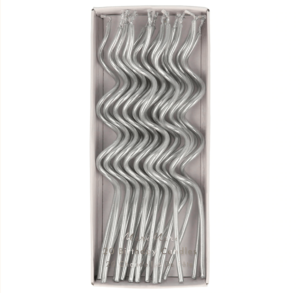 SILVER SWIRLY CAKE CANDLES - OTHERLETTERS