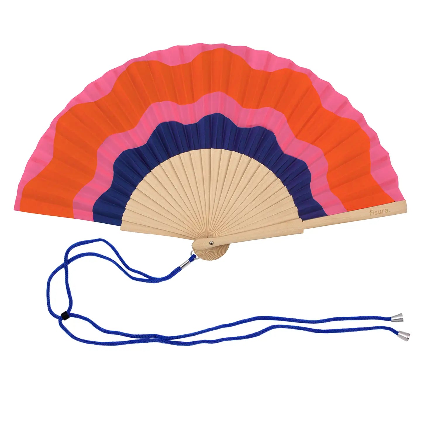 WAVES RED, PINK AND BLUE HAND FAN