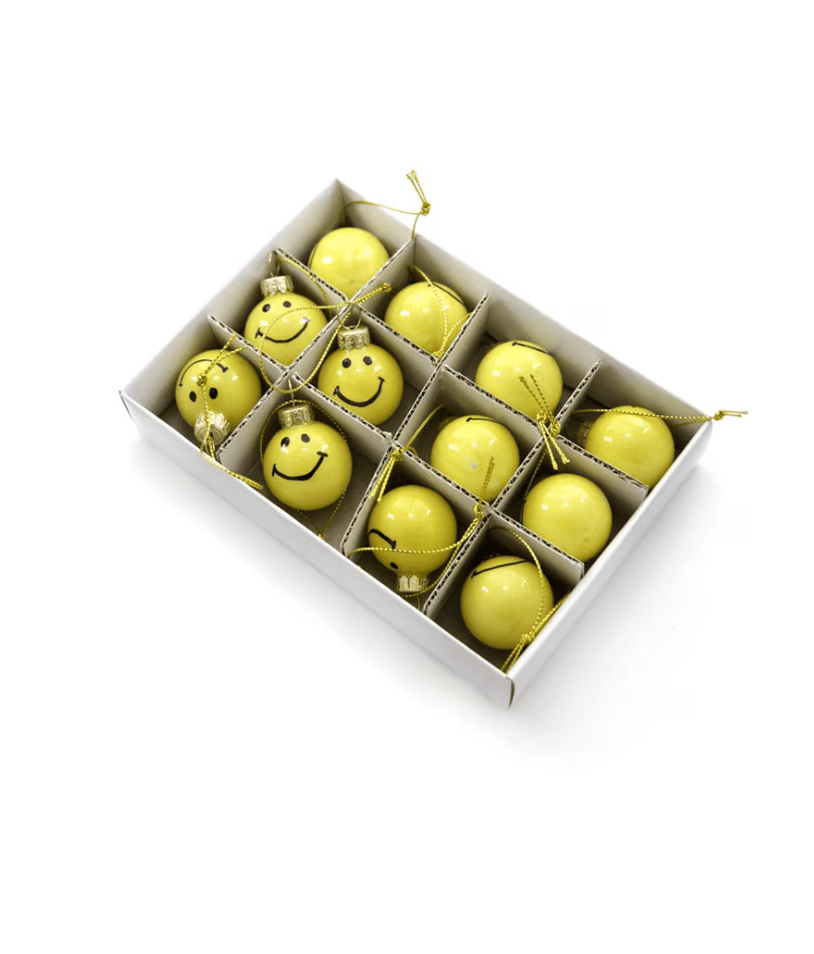 1 MINI SMILEY GLASS BAUBLE - OTHERLETTERS