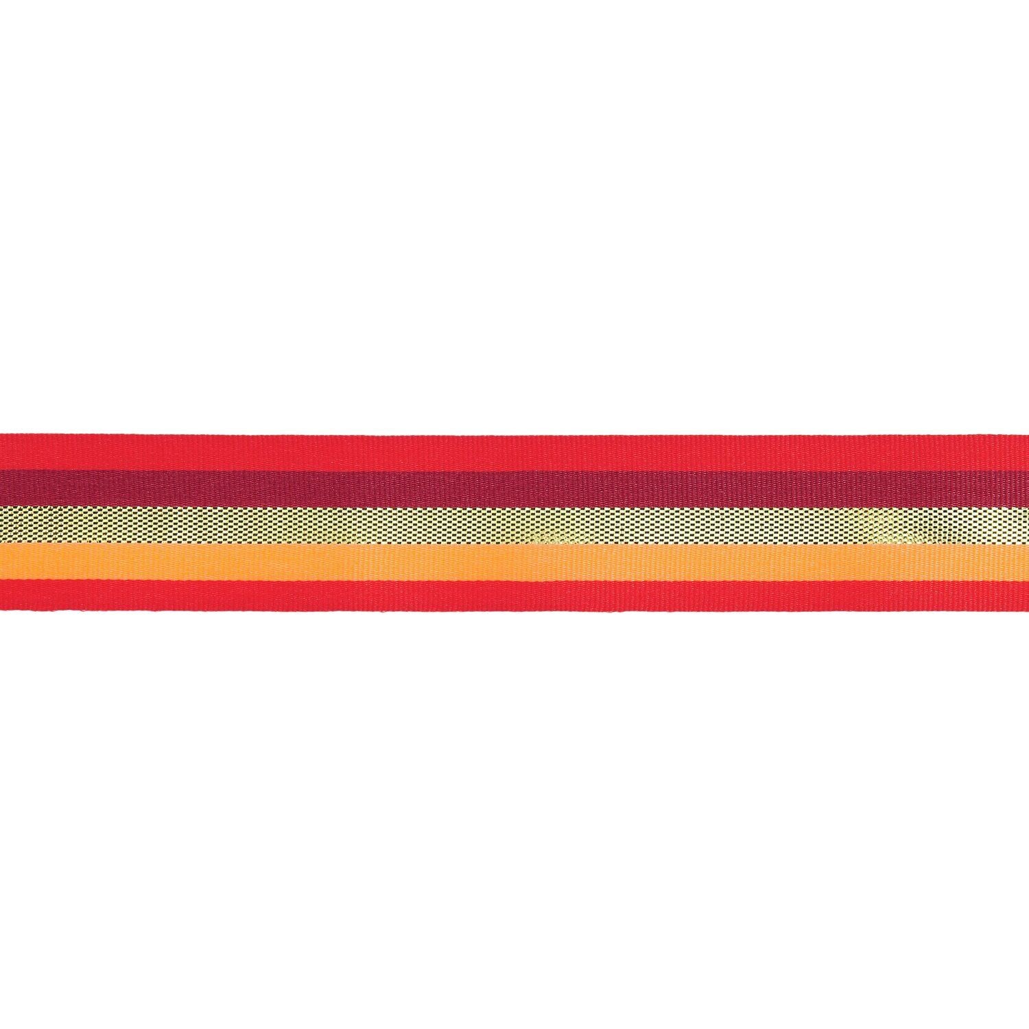 MULTI STRIPE RIBBON RED/ GOLD/NEON ORANGE 25mm - OTHERLETTERS