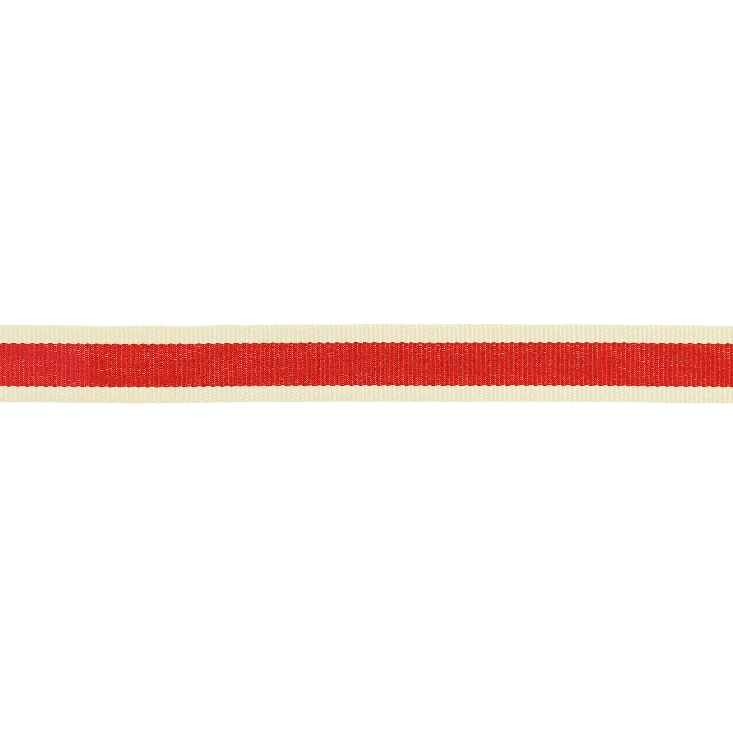 WOVEN RIBBON DUO STRIPES | CREAM & RED 15mm - OTHERLETTERS