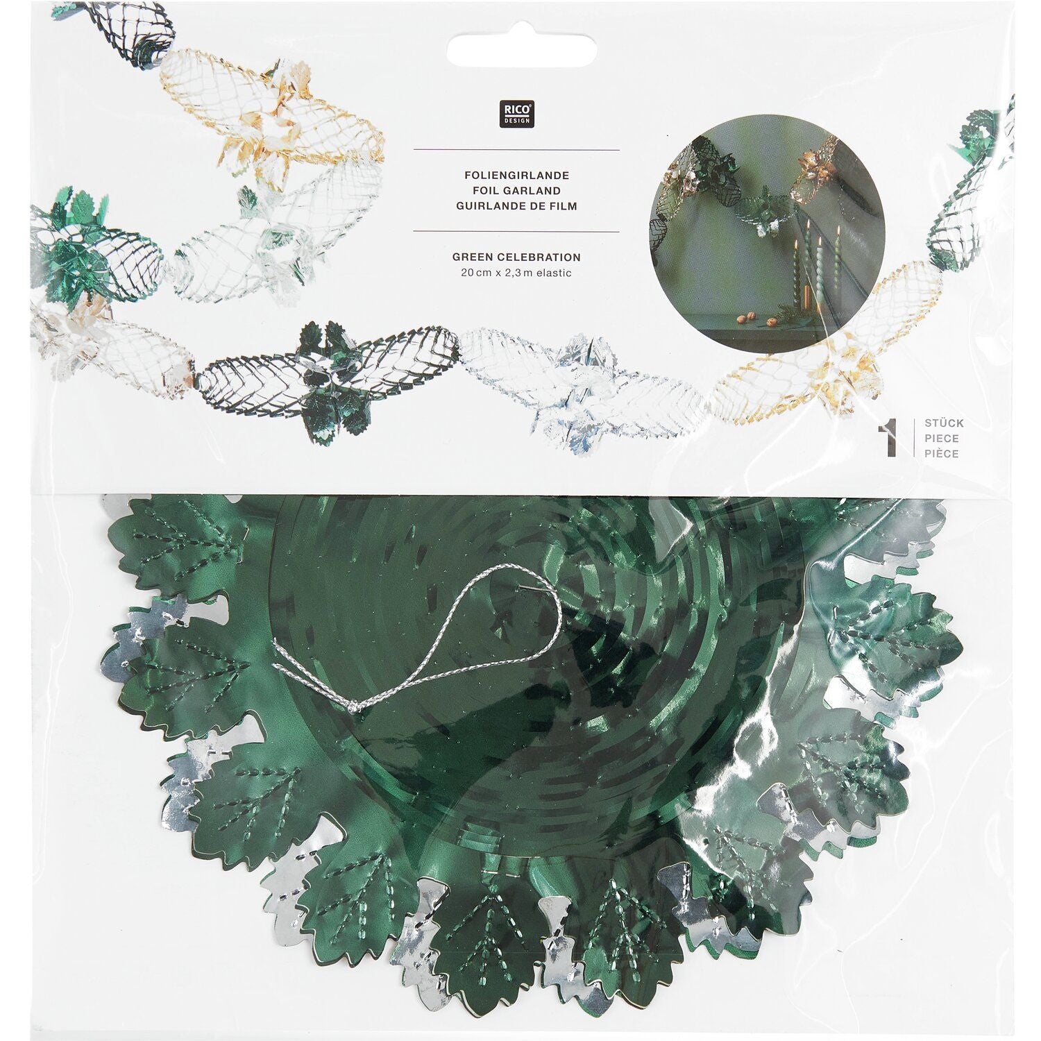 RETRO FOIL GARLAND | GREEN & GOLD MIX - OTHERLETTERS