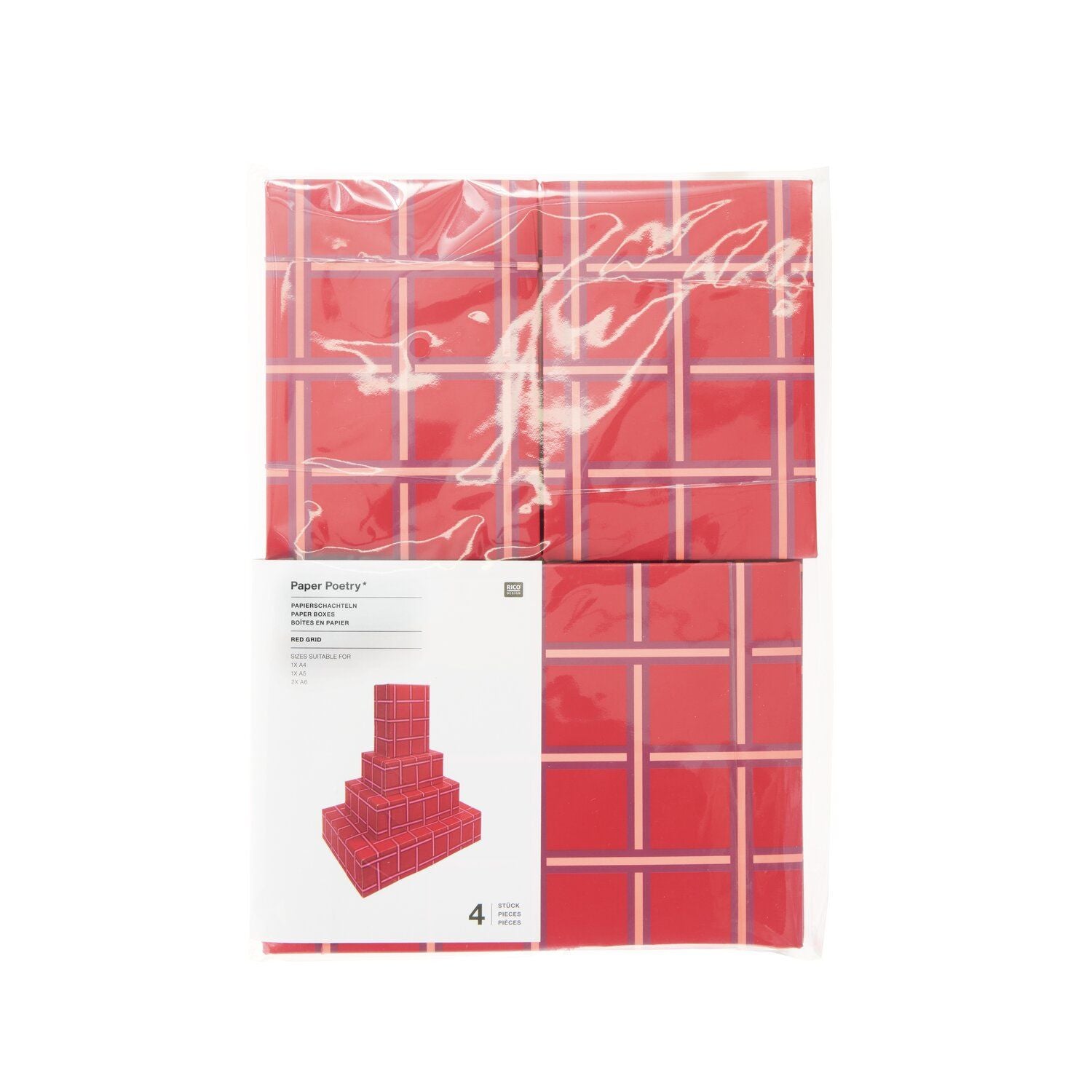 PAPER BOX SET | RED GRID - OTHERLETTERS