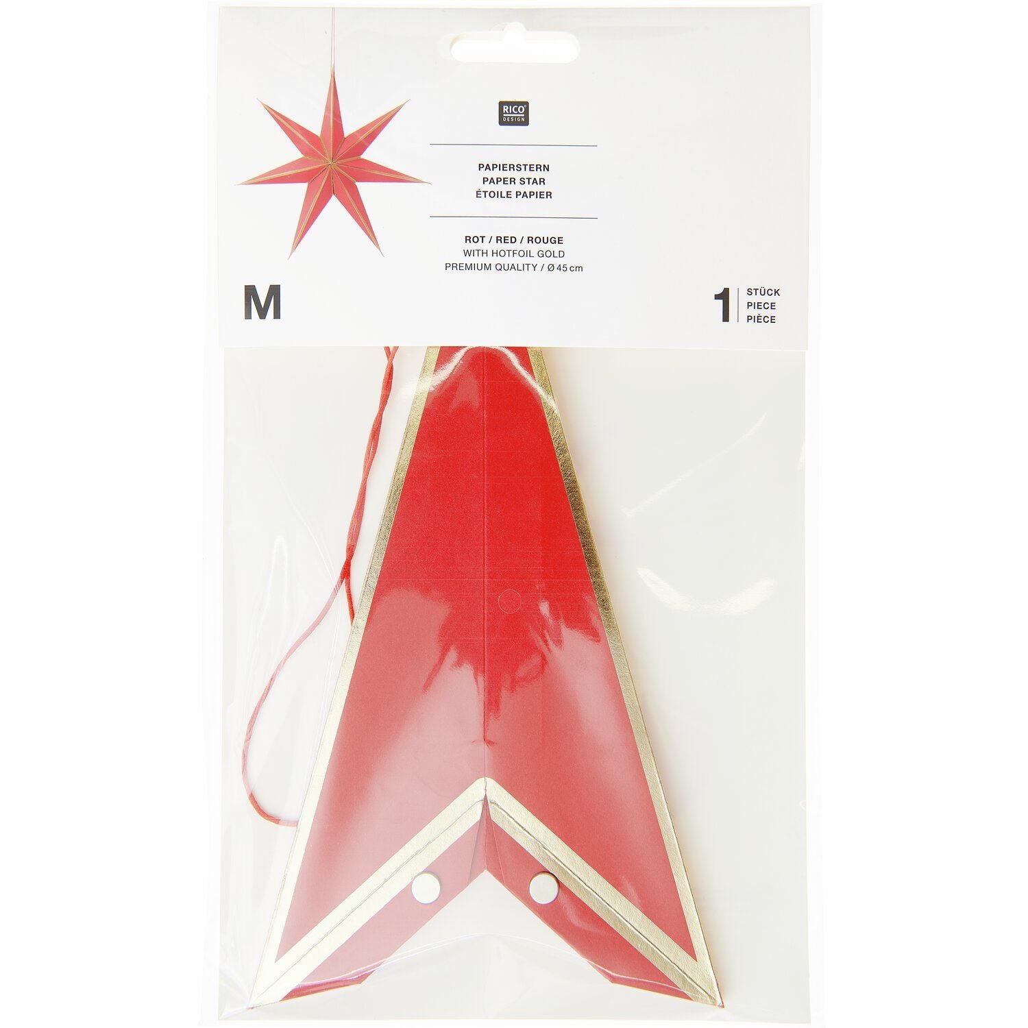 RED & GOLD PAPER STAR | M - OTHERLETTERS