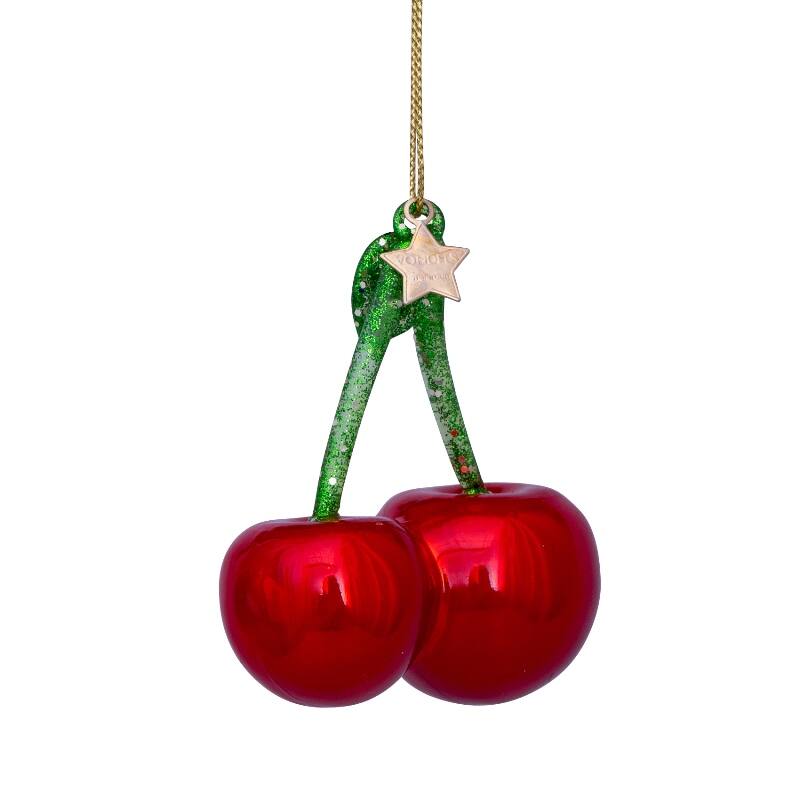 RED CHERRIES GLASS TREE DECORATION - OTHERLETTERS