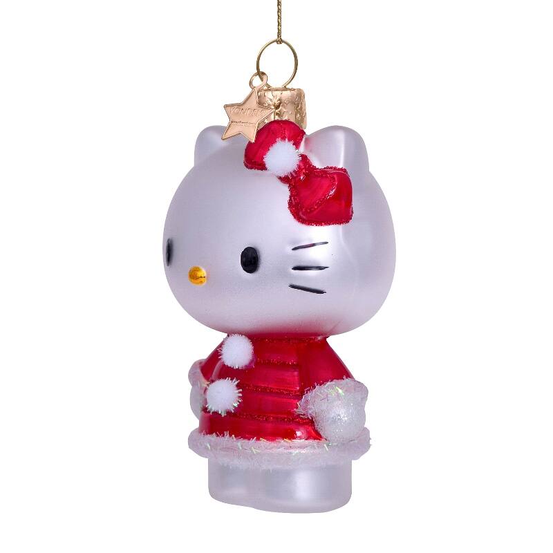HELLO KITTY WITH SANTA DRESS GLASS TREE DECORATION - OTHERLETTERS