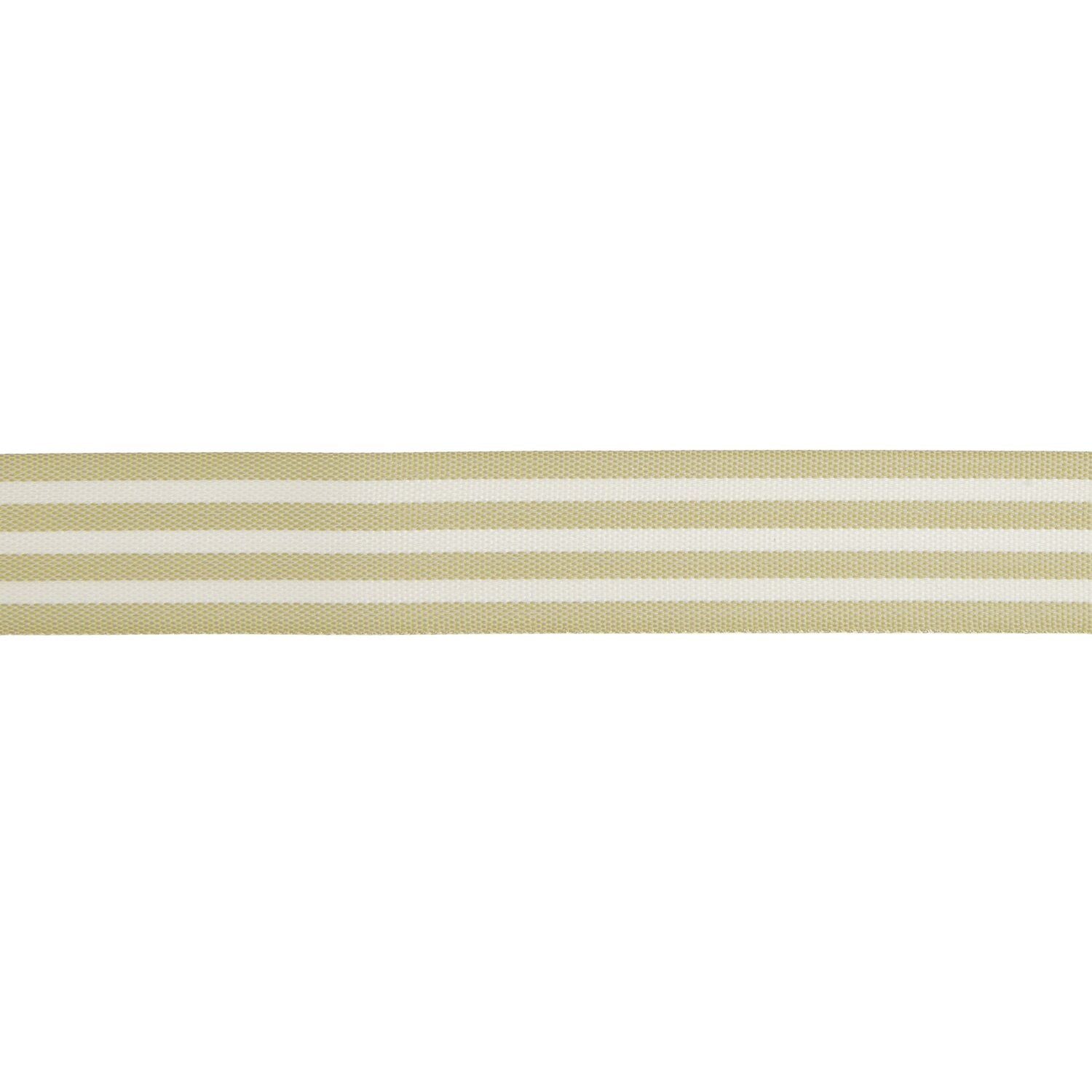 WOVEN DUO STRIPE RIBBON | GREEN BEIGE CREAM & 25mm