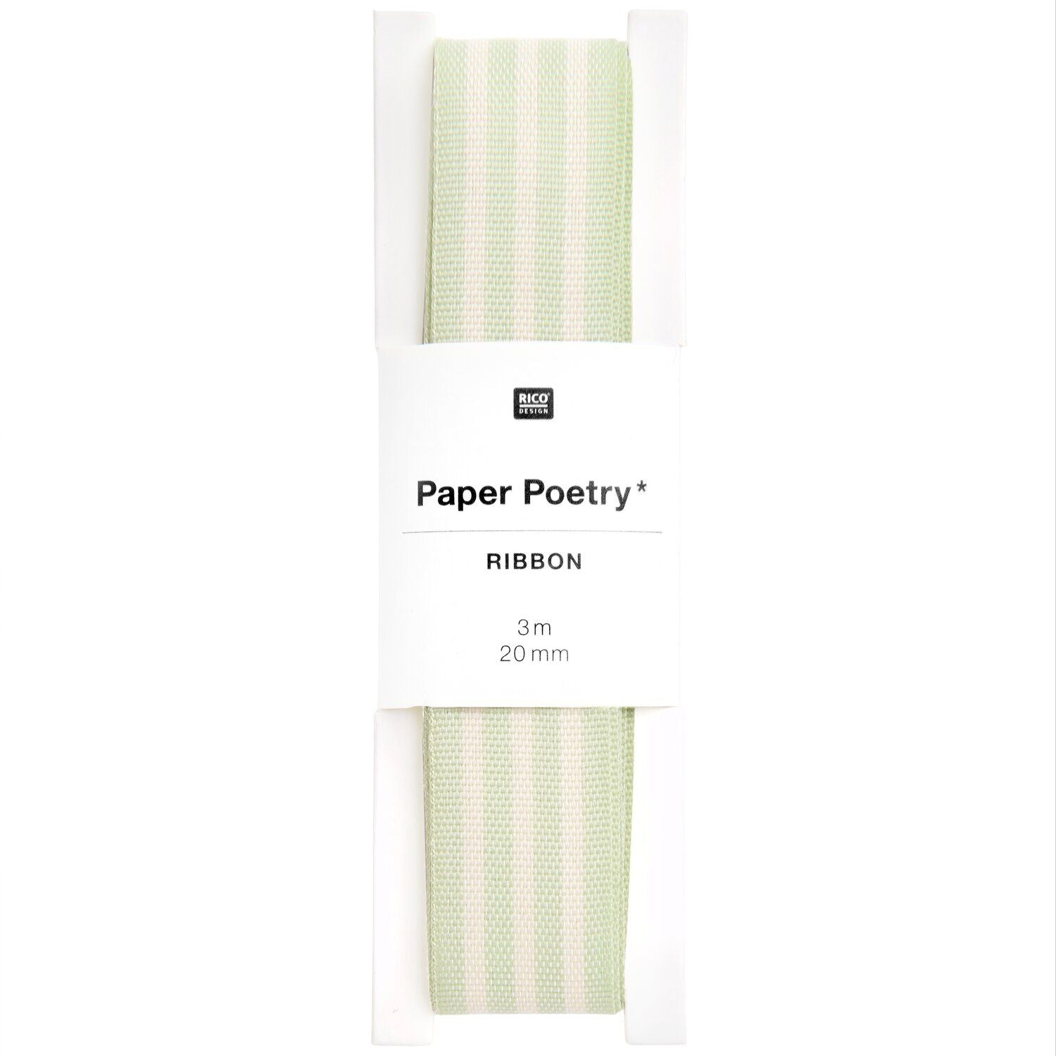 WOVEN DUO STRIPE RIBBON | MINT CREAM 20mm