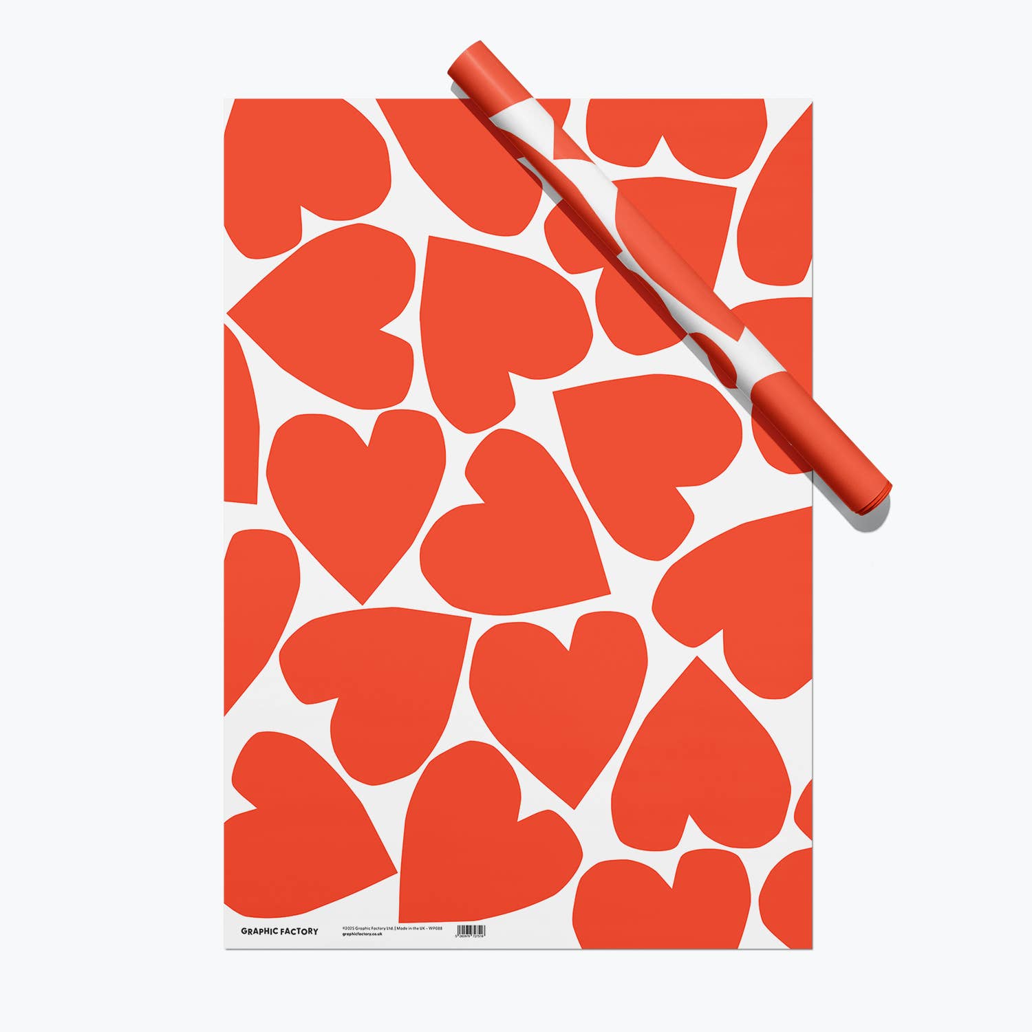RED HEARTS GIFT WRAP | 3 SHEETS ROLLED