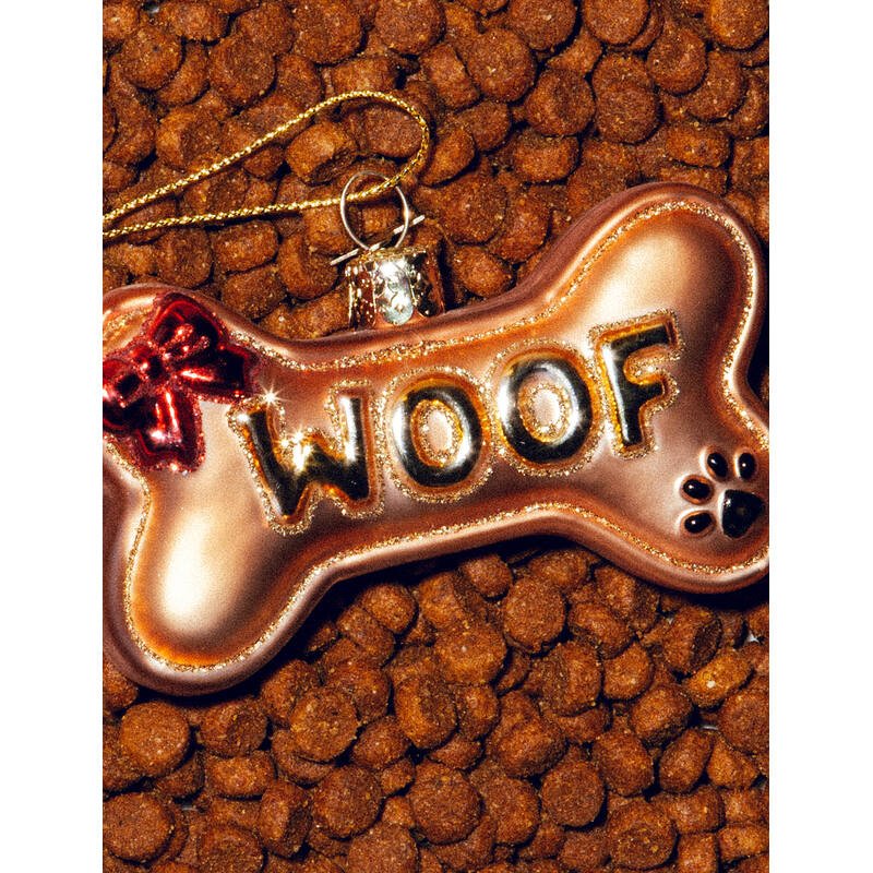 WOOF DOG BONE GLASS TREE DECORATION - OTHERLETTERS