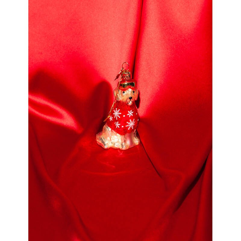 GOLDEN RETRIEVER WITH SKI OUTFIT GLASS TREE DECORATION - OTHERLETTERS