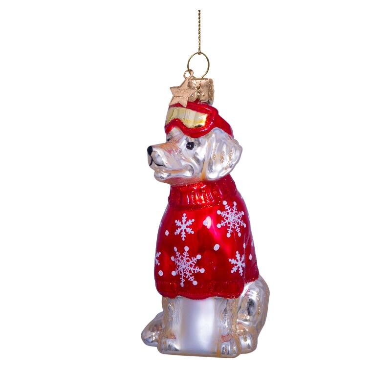 GOLDEN RETRIEVER WITH SKI OUTFIT GLASS TREE DECORATION - OTHERLETTERS