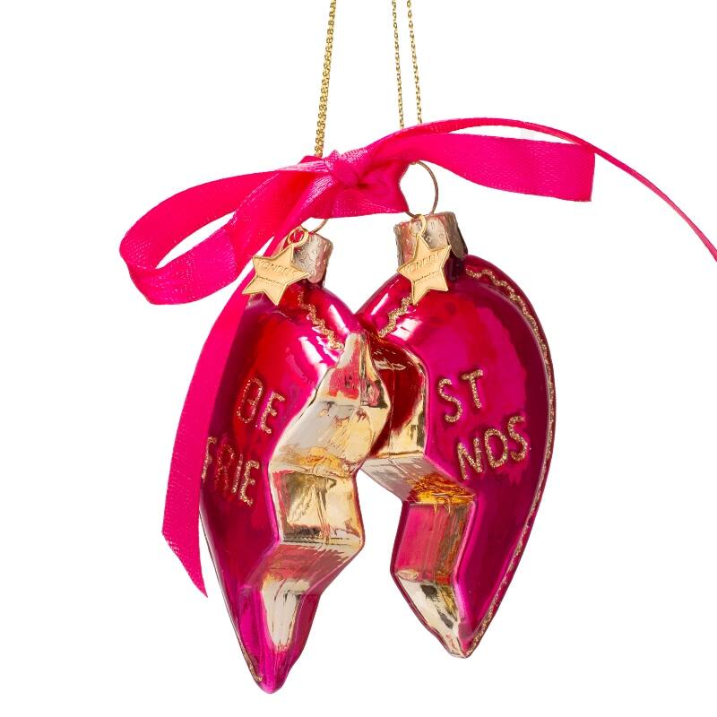PINK BEST FRIEND HEART GLASS TREE DECORATION - OTHERLETTERS