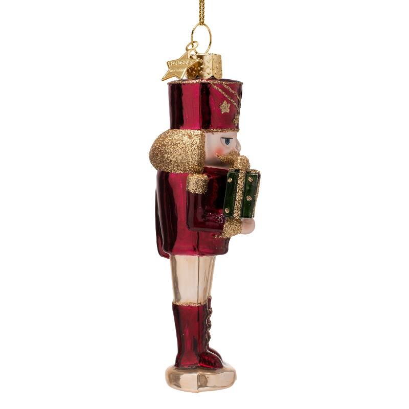 BURGUNDY NUTCRACKER GLASS TREE DECORATION - OTHERLETTERS