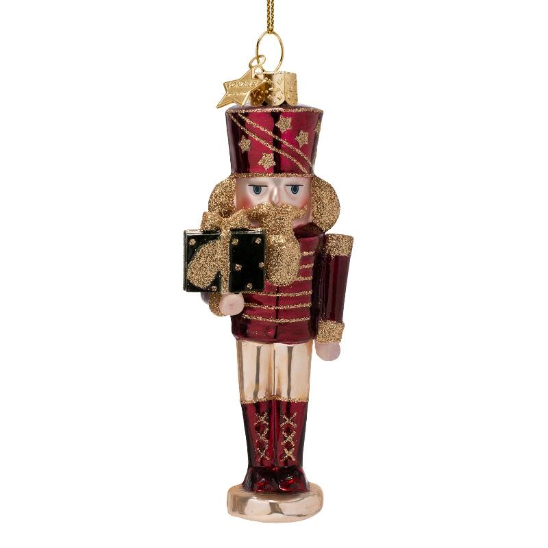 BURGUNDY NUTCRACKER GLASS TREE DECORATION - OTHERLETTERS