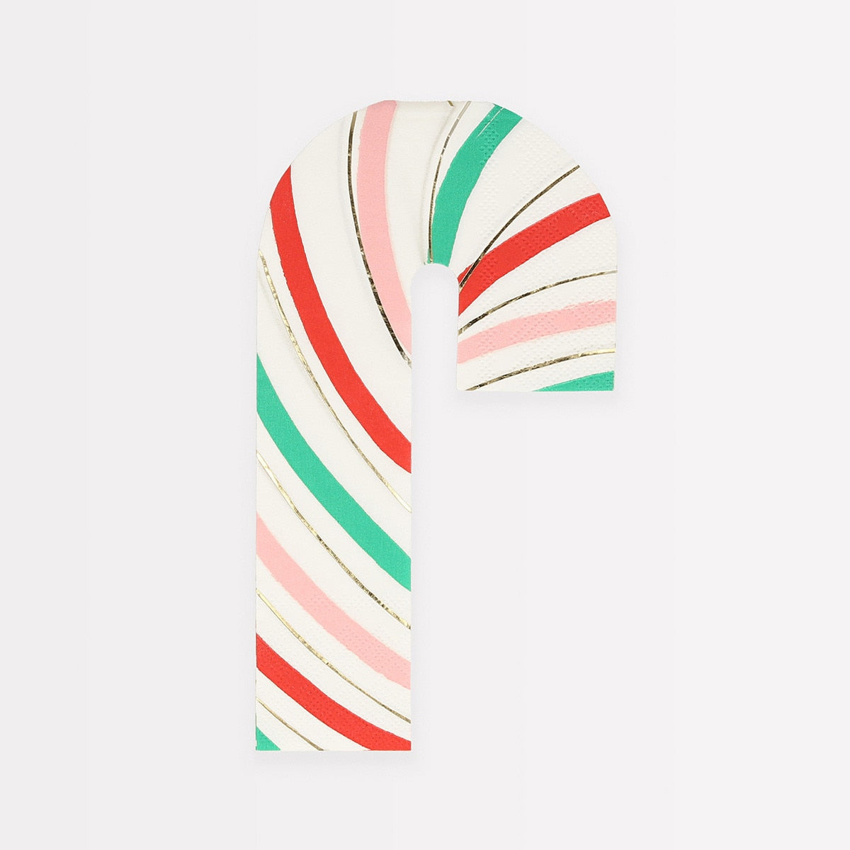 Stripy candy cane napkins with shiny gold foil details