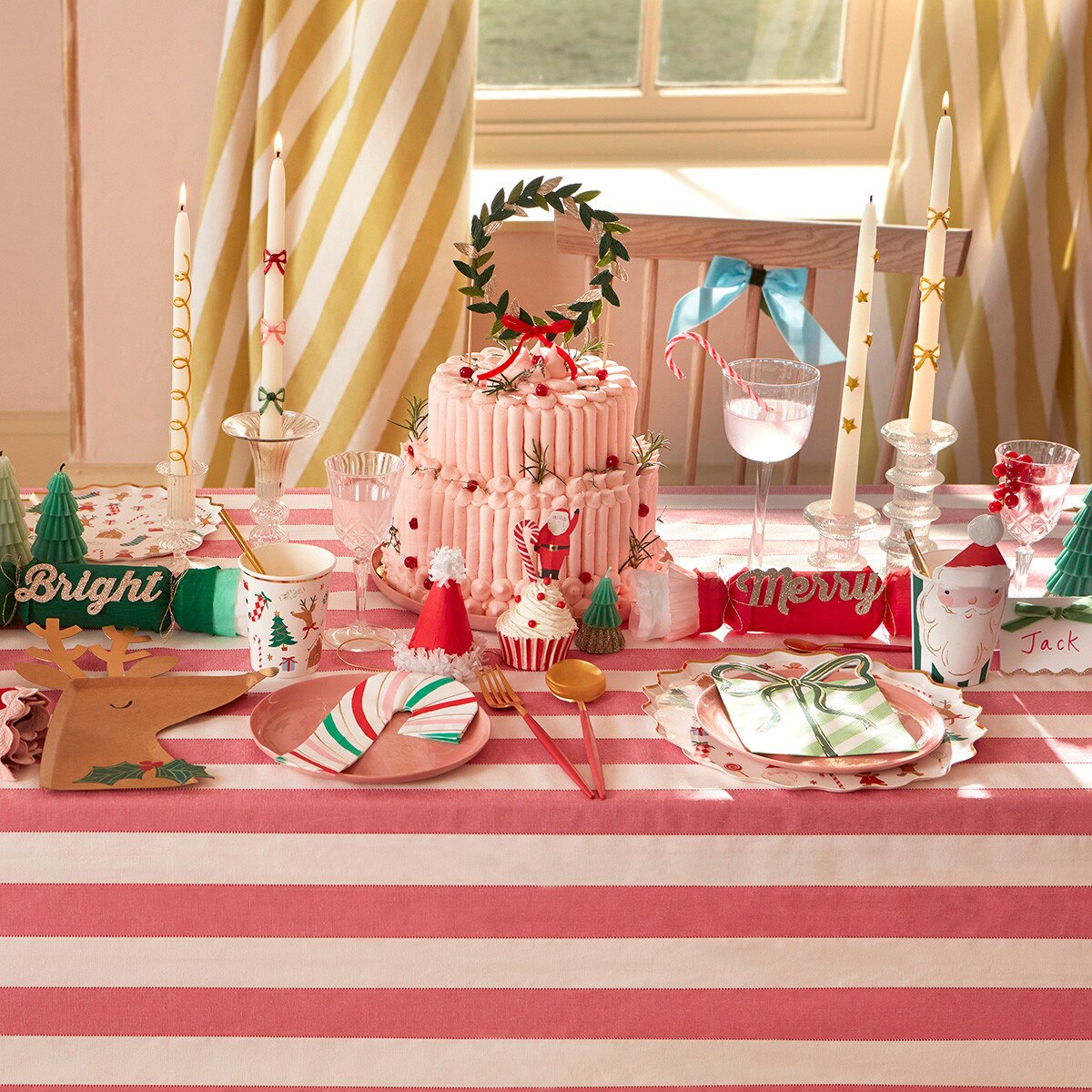 Candy cane striped napkins in 3 ply paper, pack of 16