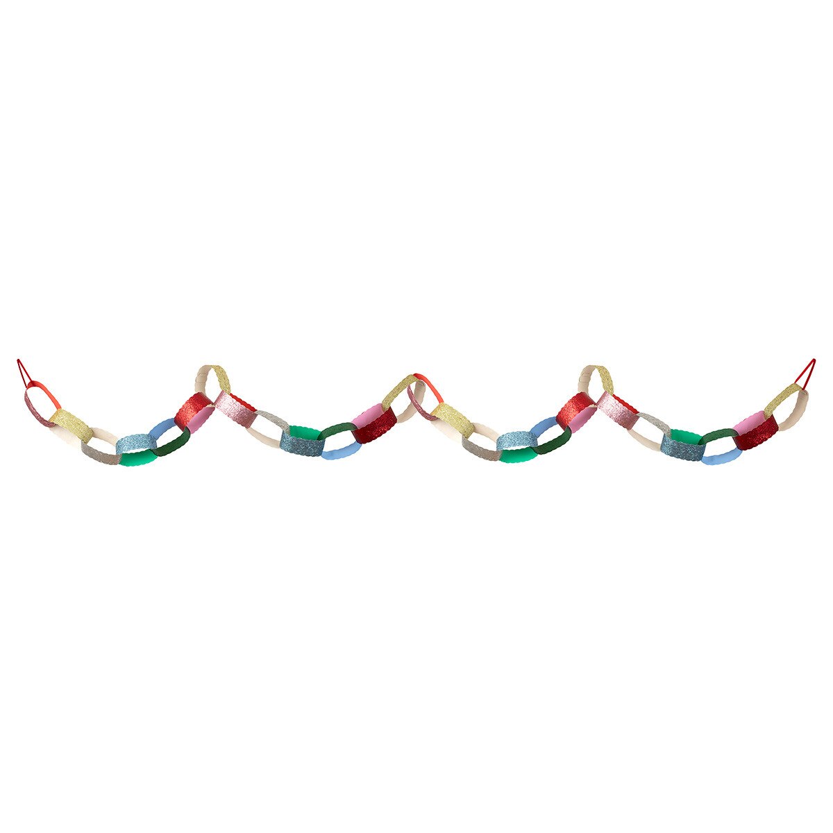 Glitter paper chains with complementary colours on the inside
