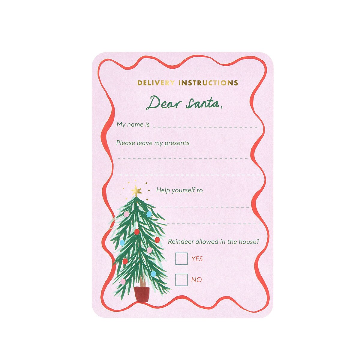 Letter to Santa kit containing three sheets of Christmas writing paper
