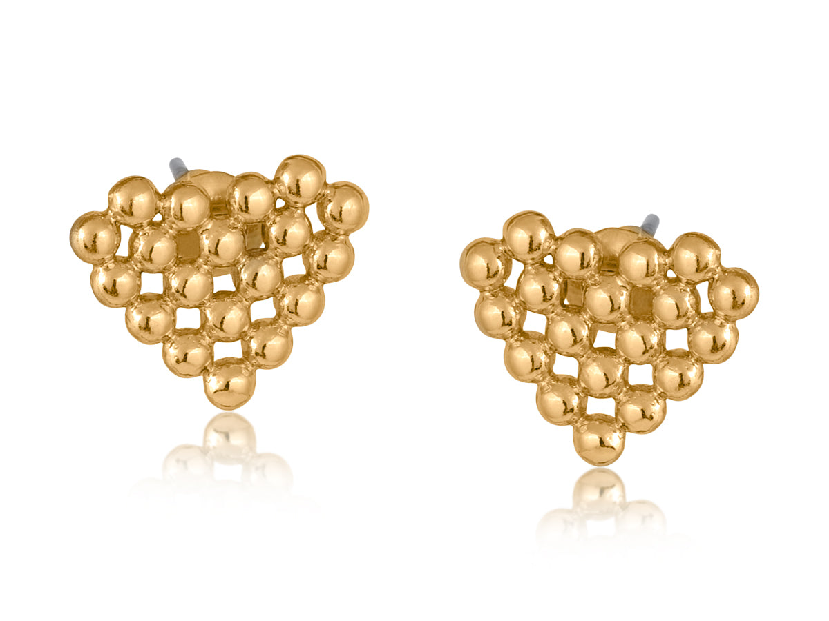 RUFINA BEADED HEART EARRINGS | GOLD