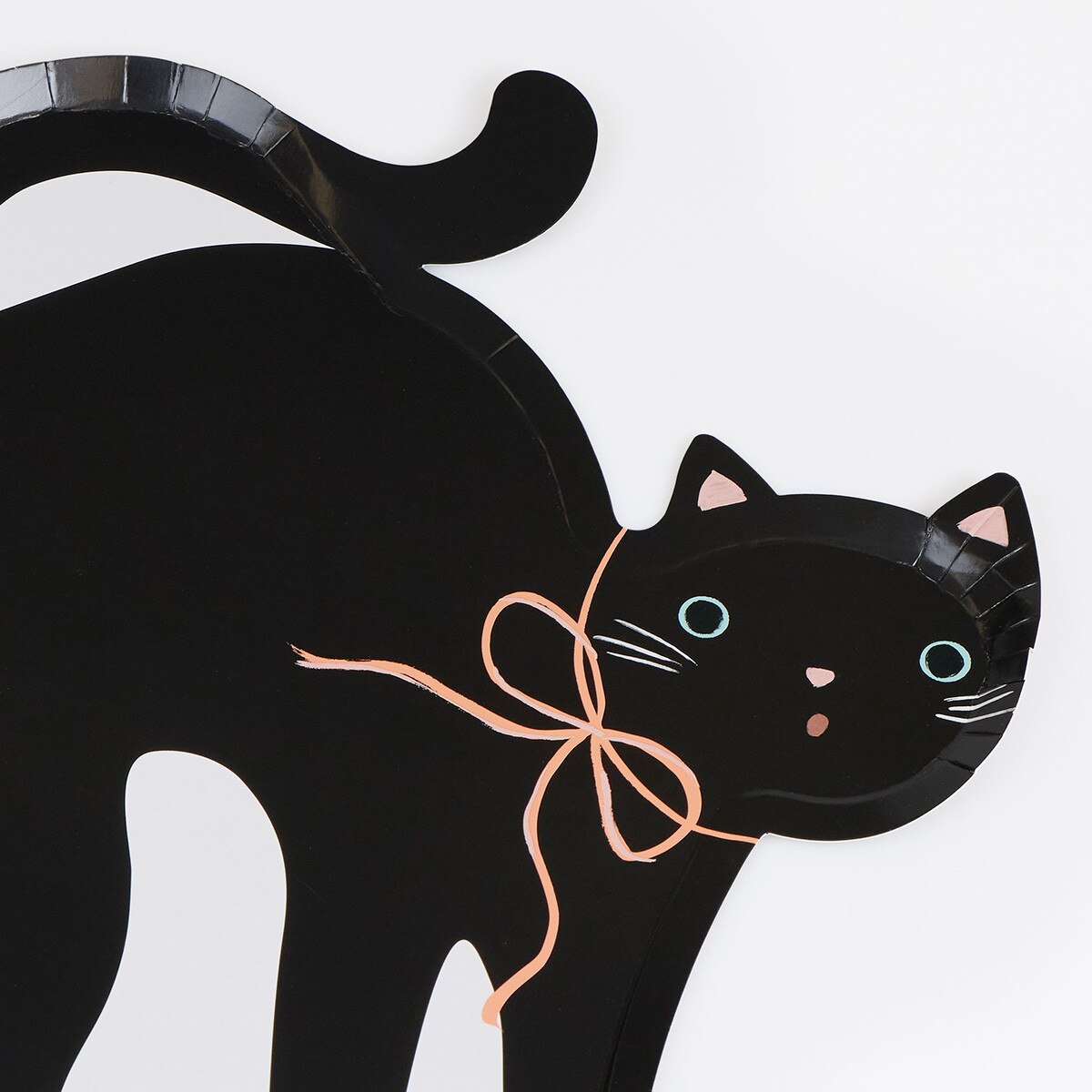 Halloween black cat paper plates, pack of eight for the party table