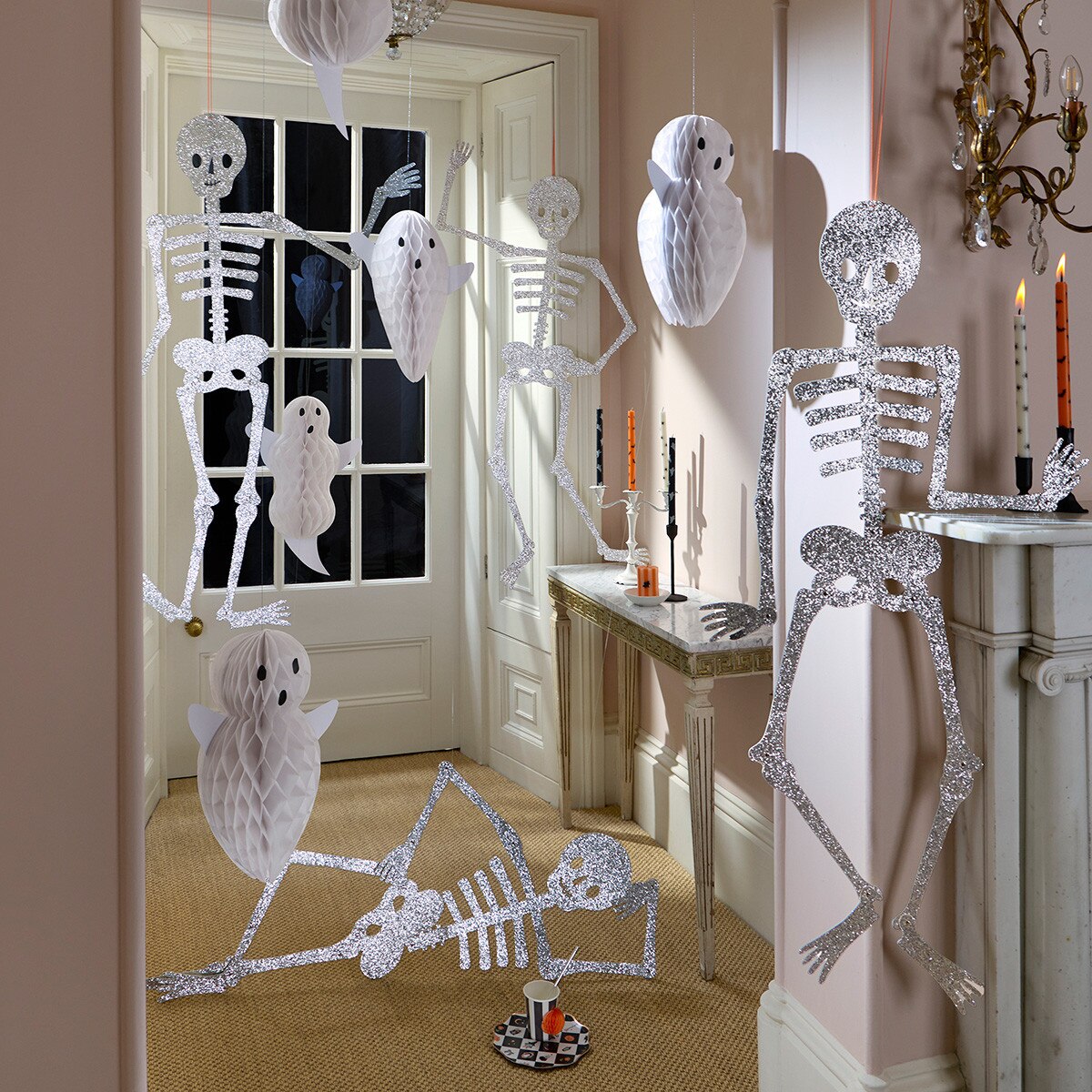 GIANT GLITTER JOINTED HANGING DECORATIONS